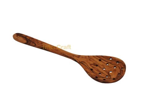 Olive wood slotted frying spoon