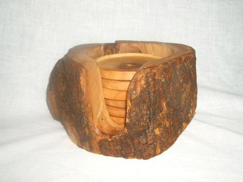 Set of 6 Olive wood rustic coasters  