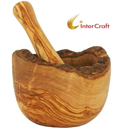 Rustic olive Wood Pestle and Mortar 15 cm