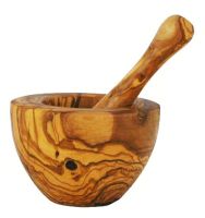  Olive Wood smooth Pestle and Mortar 10 cm